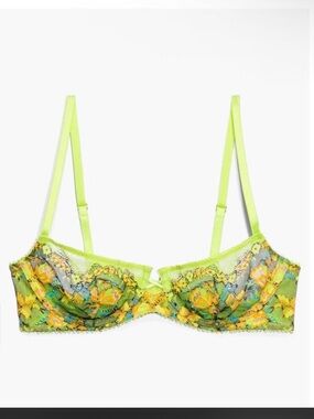 Lace Underwire Bra in Lime Green Floral